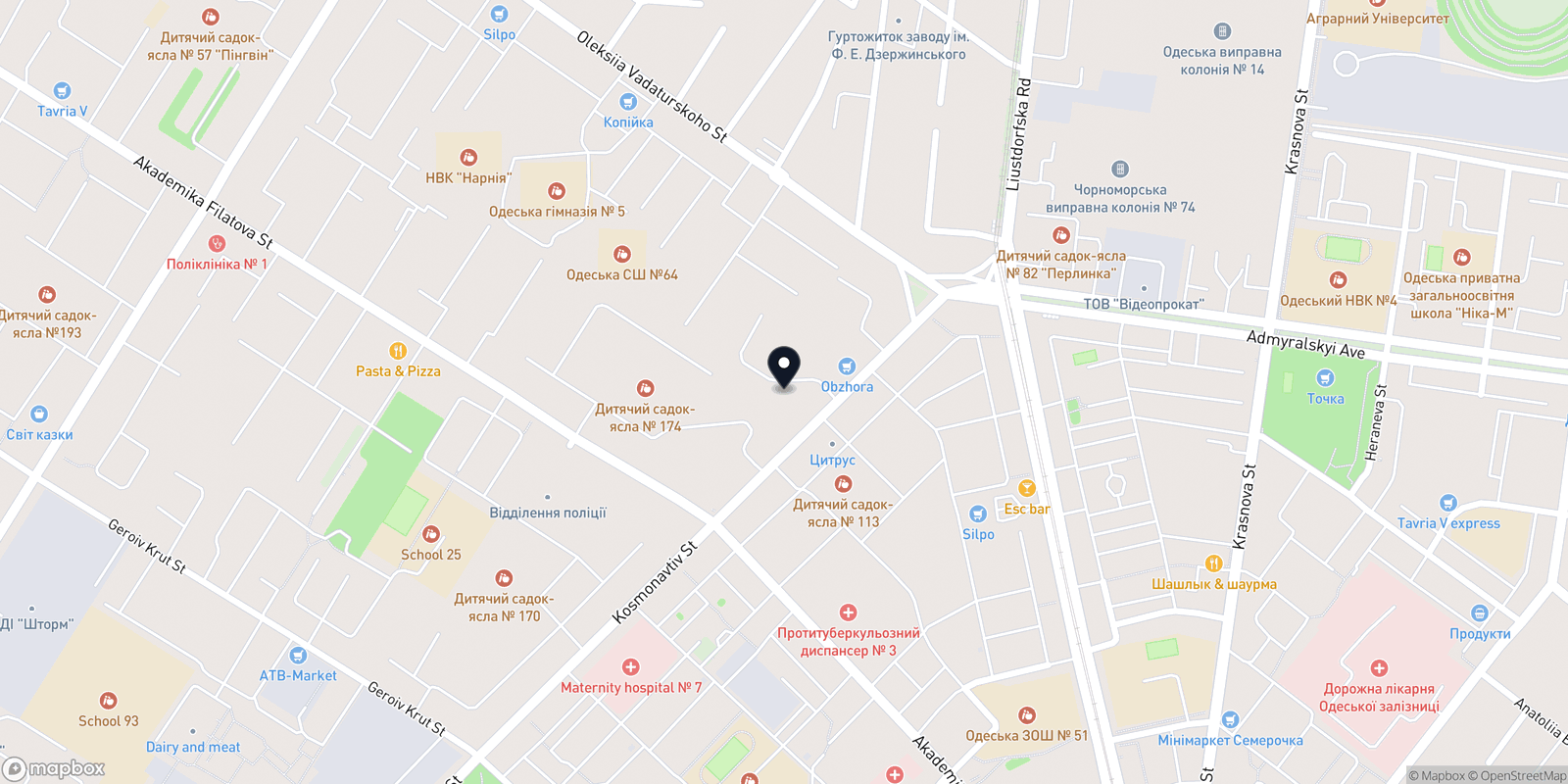 Карта закладу Батерфляй