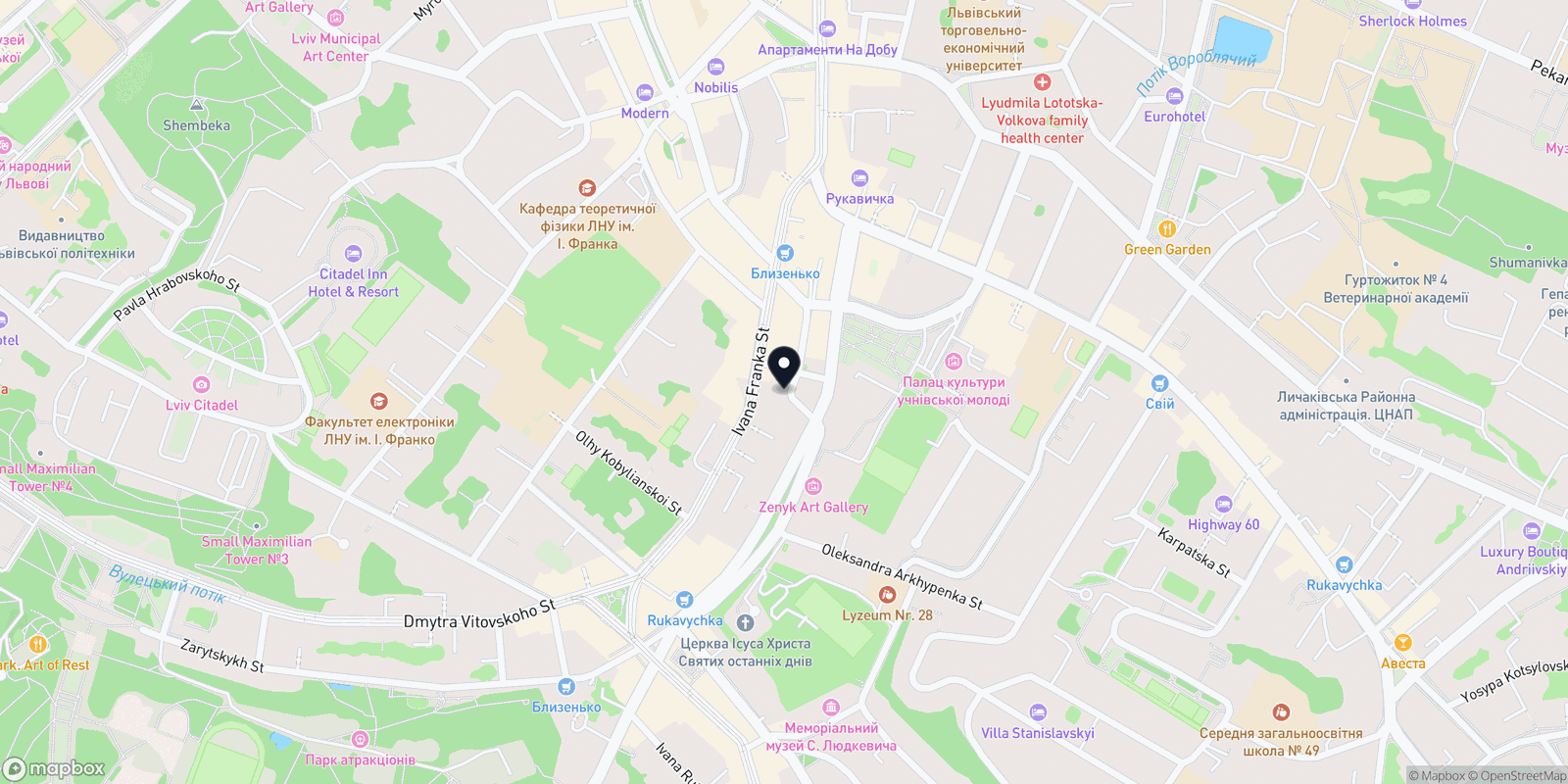 Карта закладу Майстерня перманентного макіяжу Олени Олійник