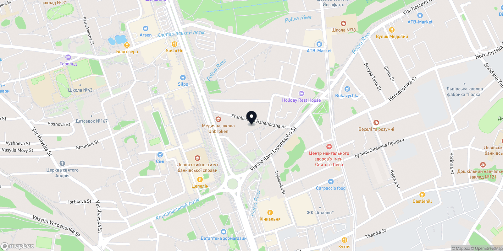 Карта закладу Lozynska MedClub