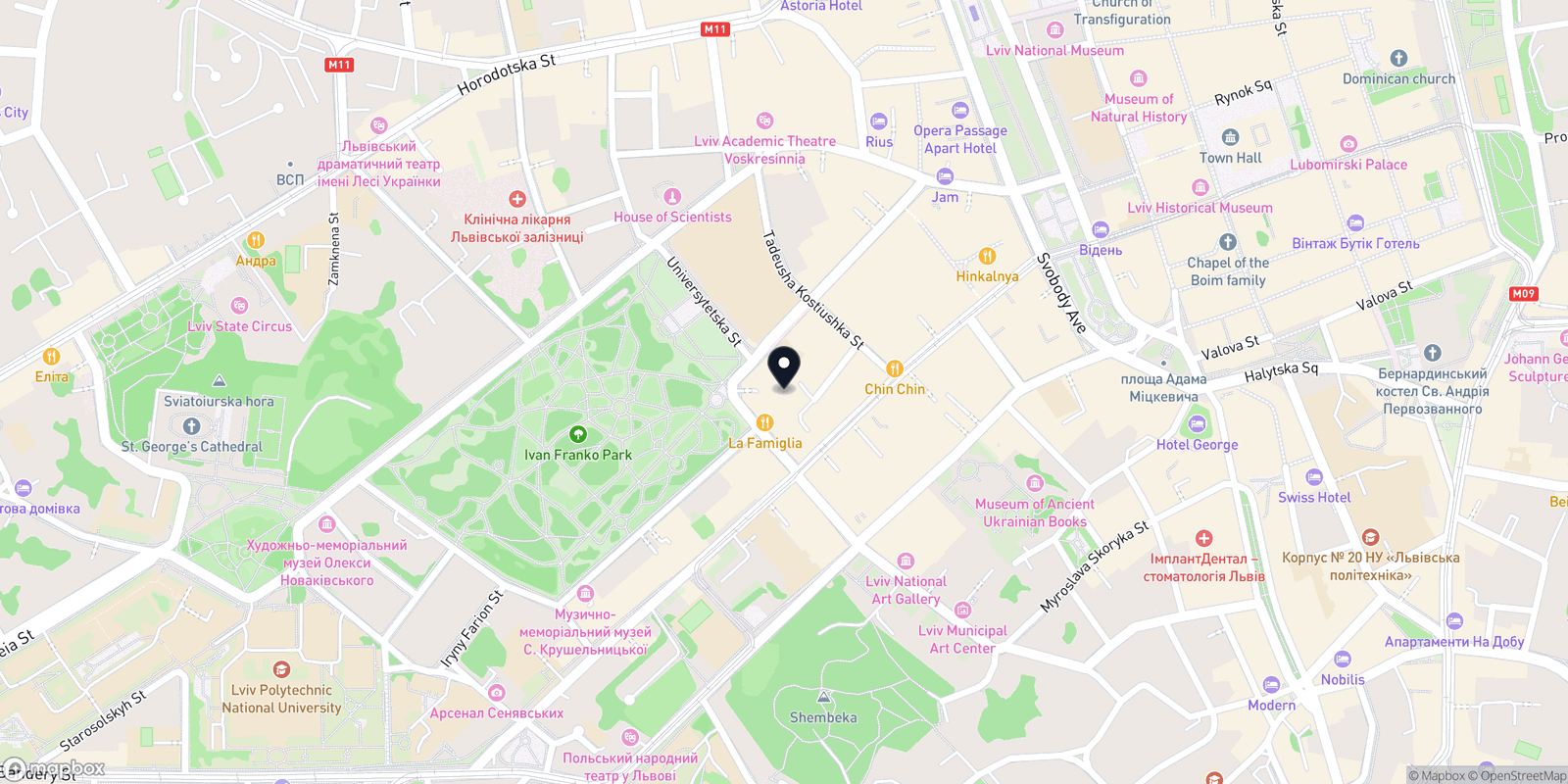 Карта закладу Ренетель
