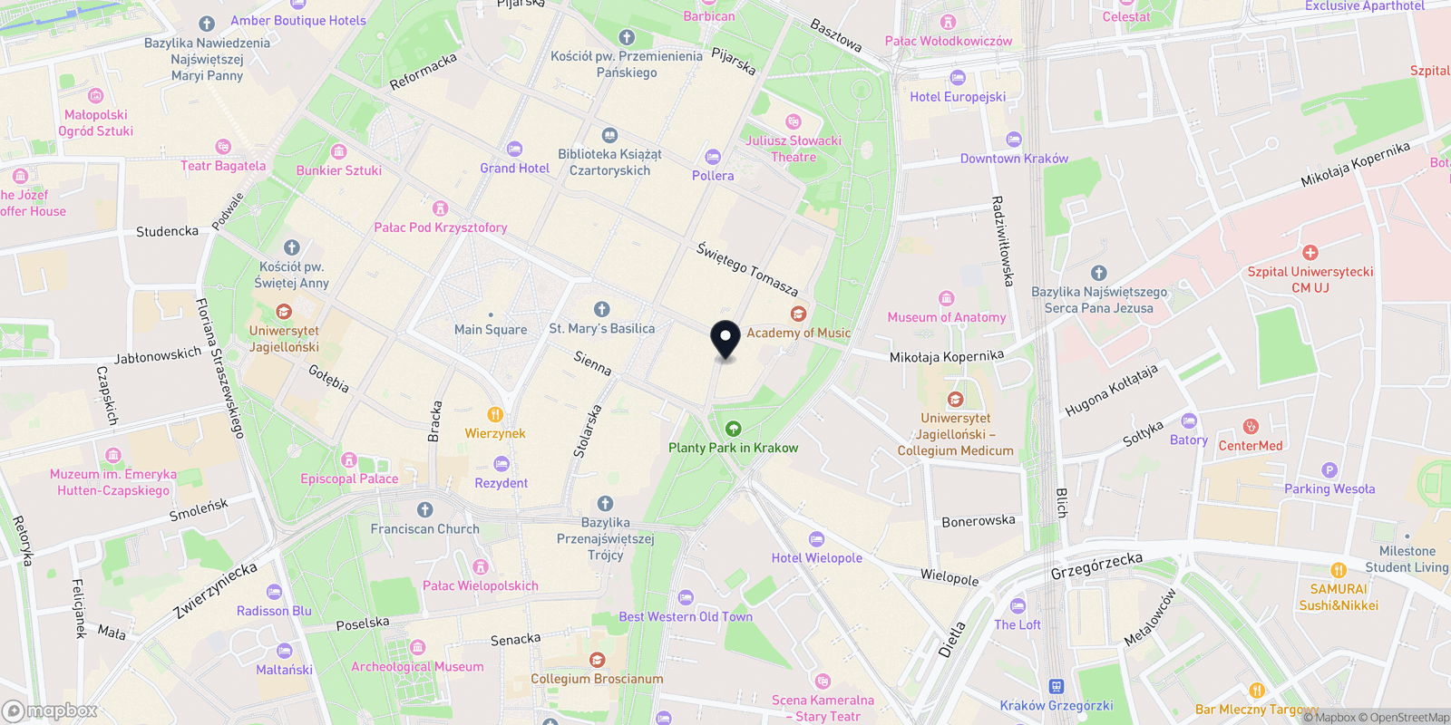 Mapa ThaiSiSpa Kraków Św. Krzyża
