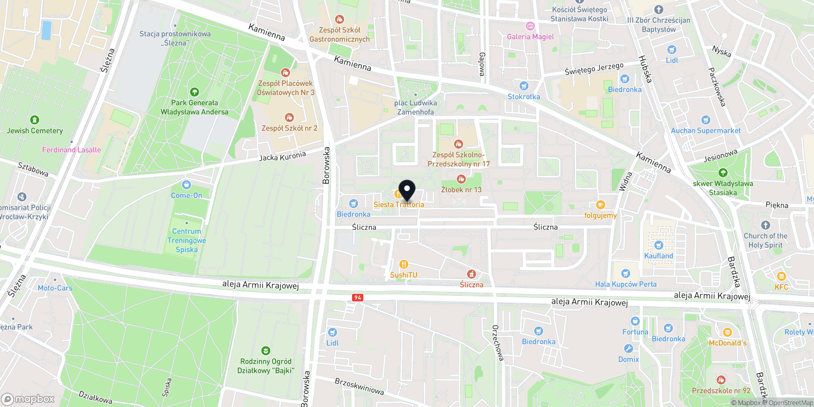 Mapa SensiQ salon kosmetyczny wroclaw