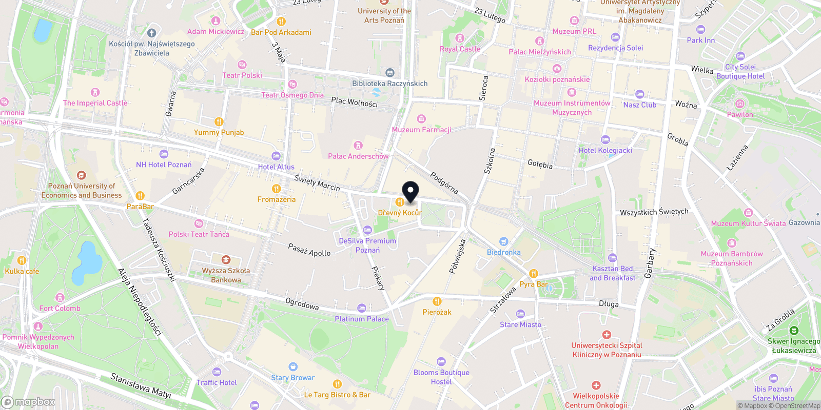 Mapa Pod Ostrzem Barbershop Poznań Centrum